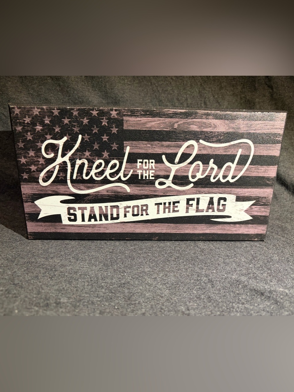 Patriotic 'Kneel for the Lord, Stand for the Flag' Wall Plaque